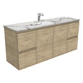 Sarah Calacatta Marble Look Edge Scandi Oak Wall Hung Vanity Unit The